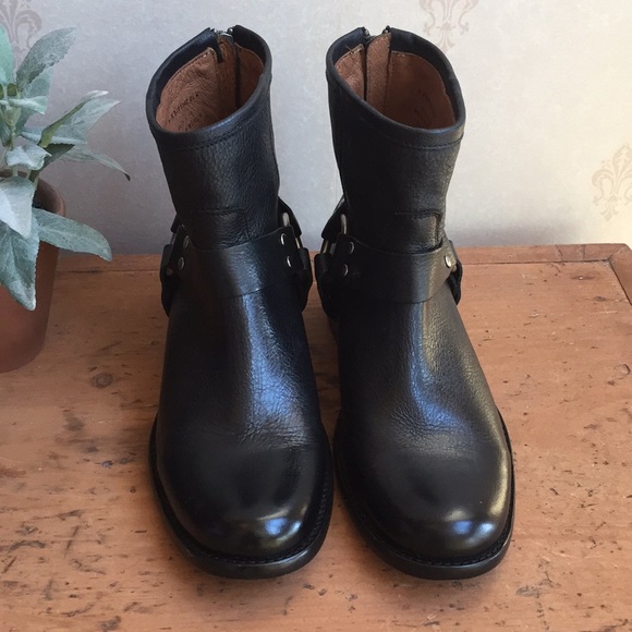 Frye Phillip Black Harness Ankle Boots NWOT - Picture 2 of 7